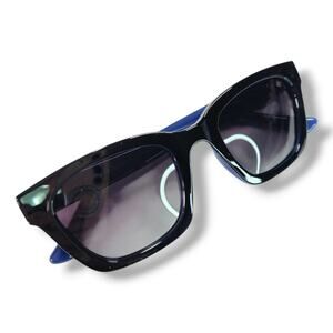 Rachel Zoe Deja Cat Eye Sunglasses Black Blue UV400 Gradient Glossy One Size NWT